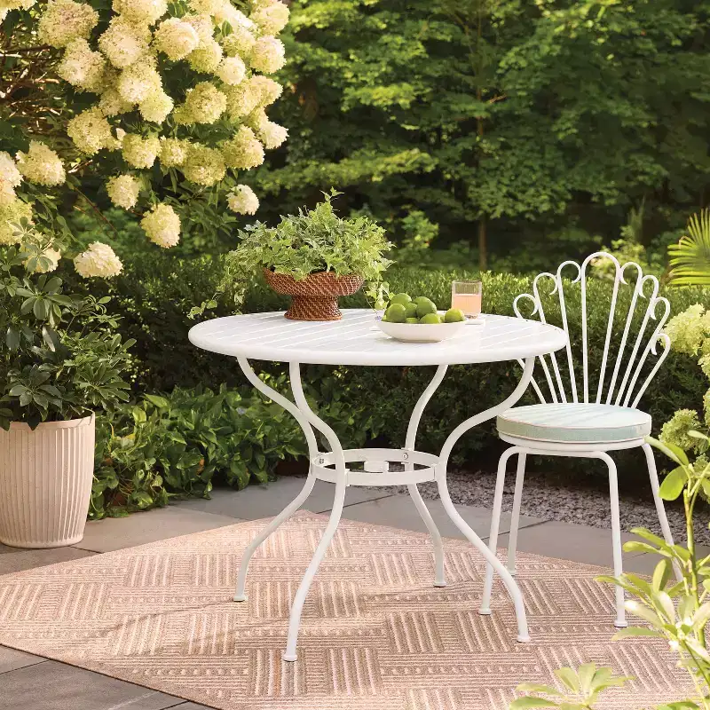 Round Metal Outdoor Patio Bistro Table White - Threshold designed w/ Studio McGee