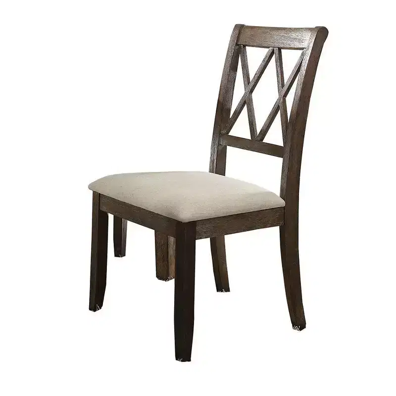Beige Linen X-Back Armless Dining Chair, Set of 2