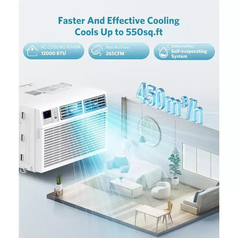 ZAFRO 12,000 BTU Window Air Conditioner Cools up to 550 Sq. ft, Ultra Quiet Window AC Unit with Remote Control