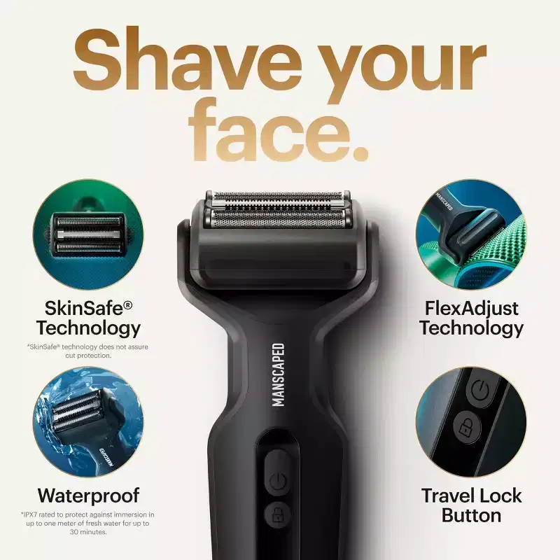 Manscaped The Chairman Plus Essentials Kit, Electric Foil Face Shaver and SkinSafe Precision Trimmer with Soothing Aftershave Serum