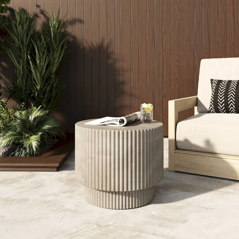 Grey Concrete Round End Table