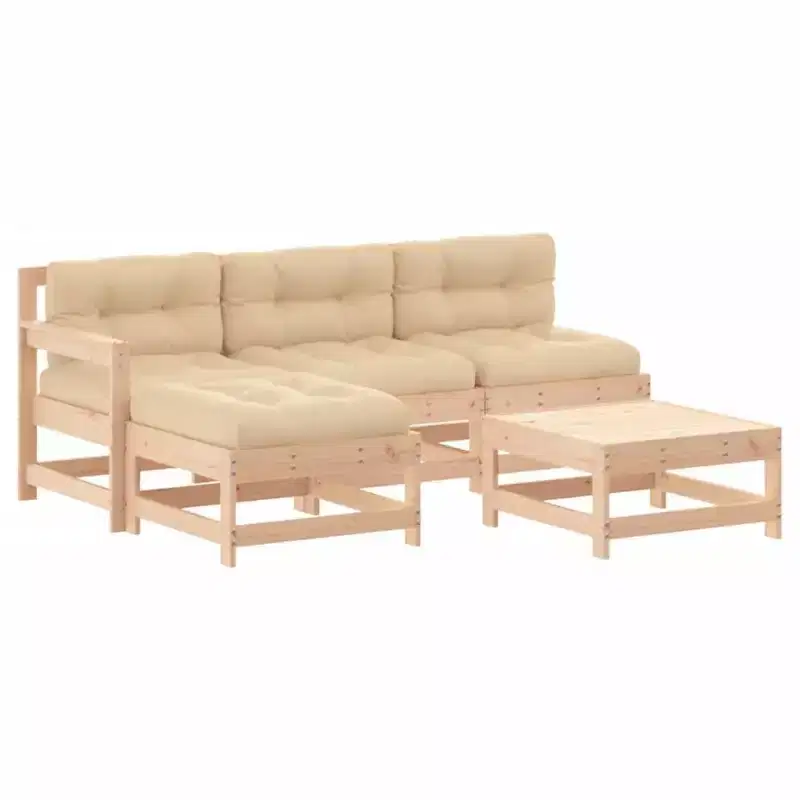 vidaXL Garden Lounge Set Beige Solid Pine Wood Medium Modular