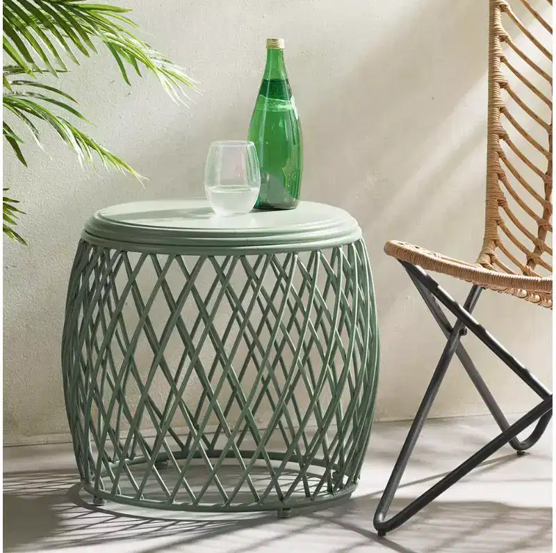 Outdoor Side Tables, Iron Side Table - Green Finish for Living Room/Bedroom