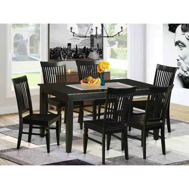 HomeStock Rectangle Kitchen Dining Table Set With 6 Chairs