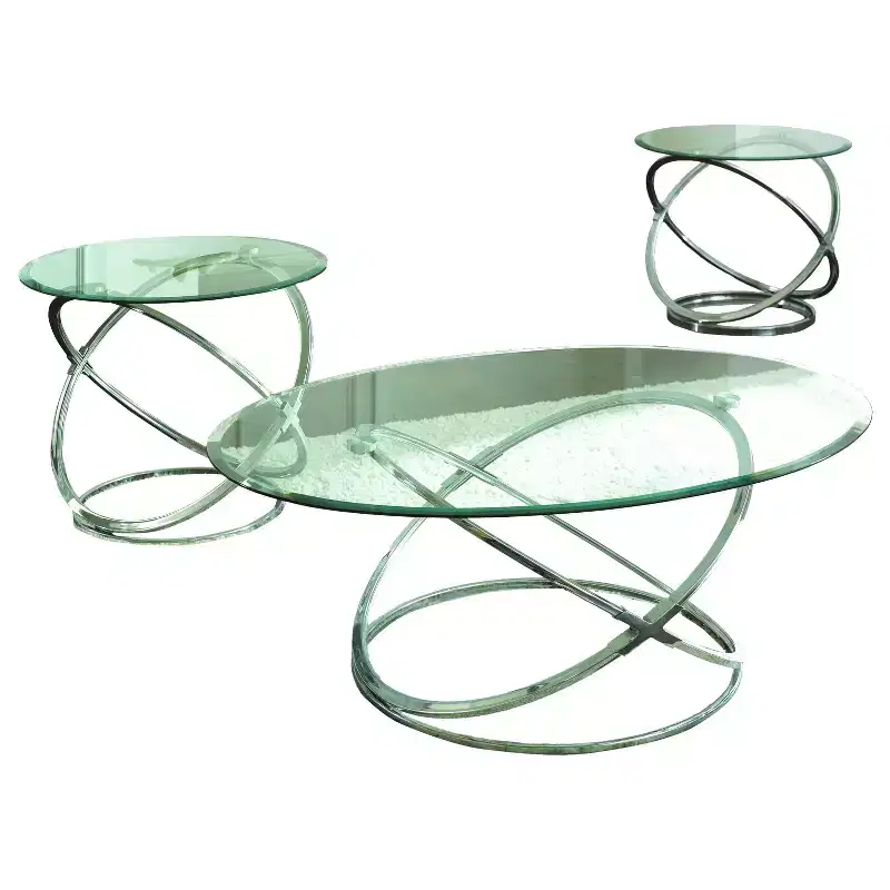 Orion Occasional 3pk Chrome and Glass - Steve Silver