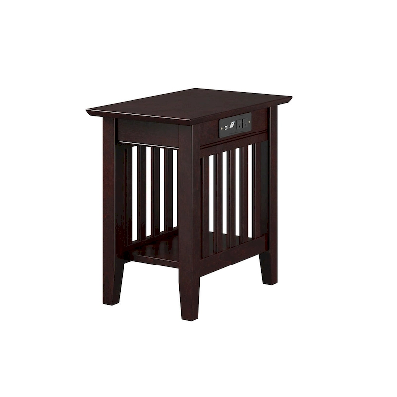 AFI Mission Chair Side Table Set of 2 with Built-in Charger