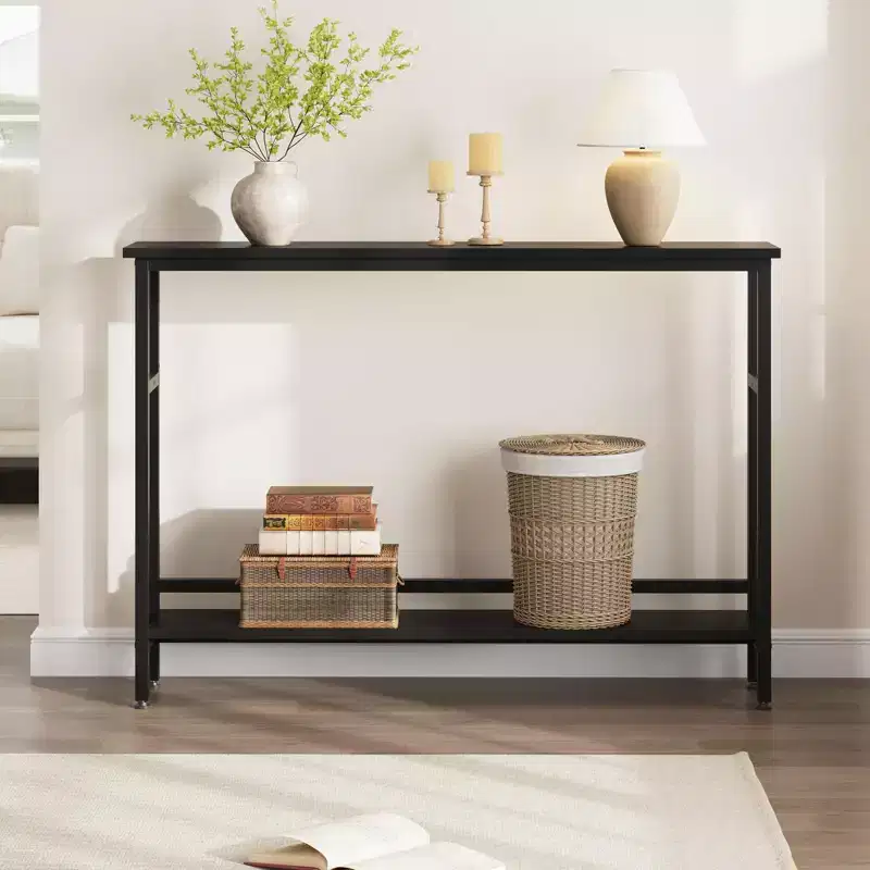 5.9ft Slim Sofa Table, 2 Tier Narrow Console Table with Adjustable Shelf, Space-Saving Behind Couch Table for Living Room, Entryway, Hallway