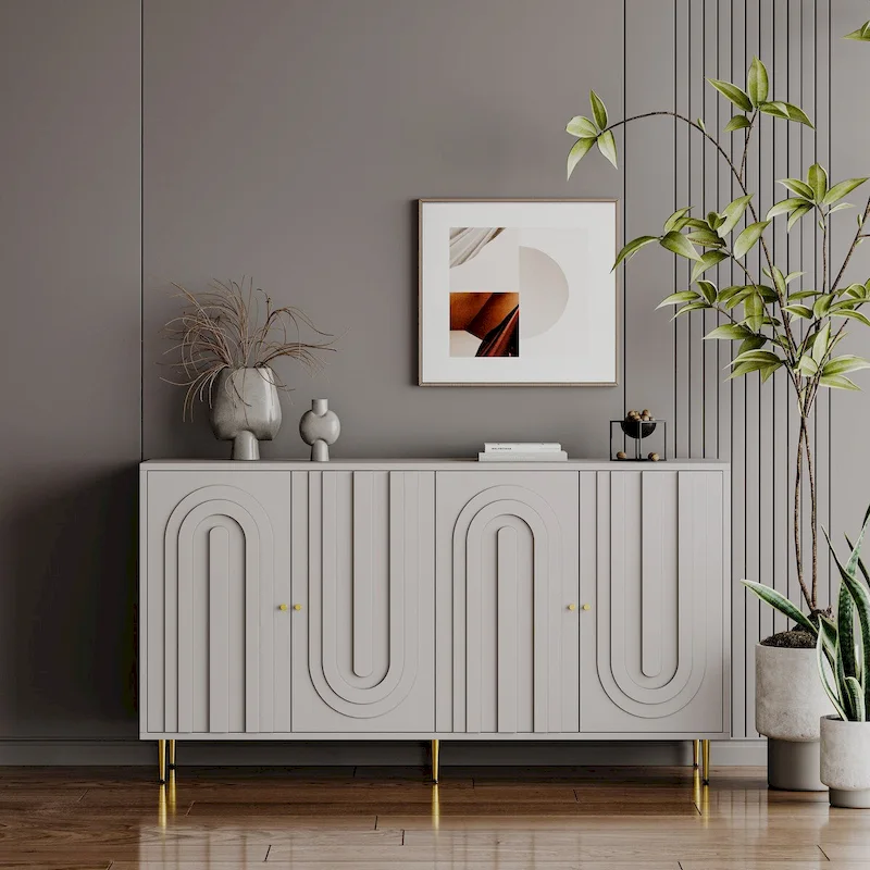 4-Door Sideboard Cabinet with Adjustable Shelves