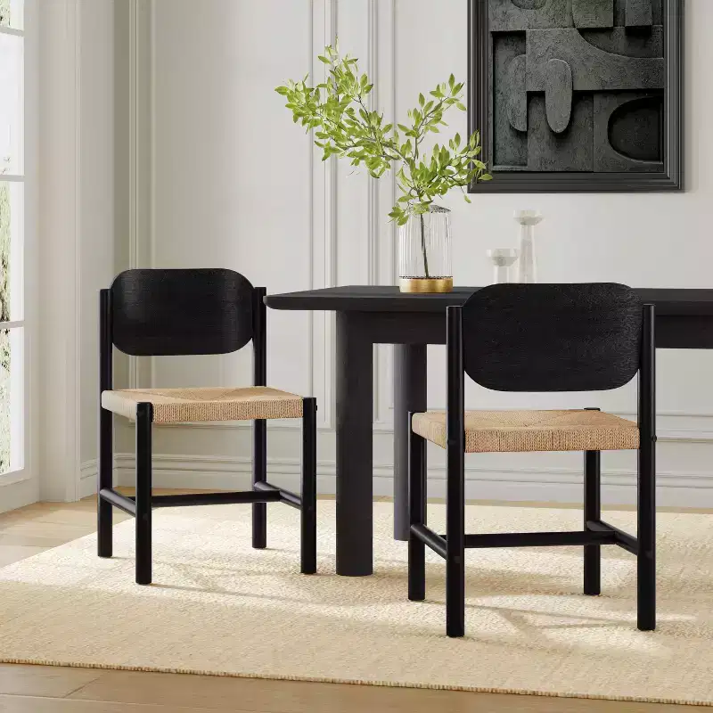Mid-Century Modern Acacia Wood Dining Chairs