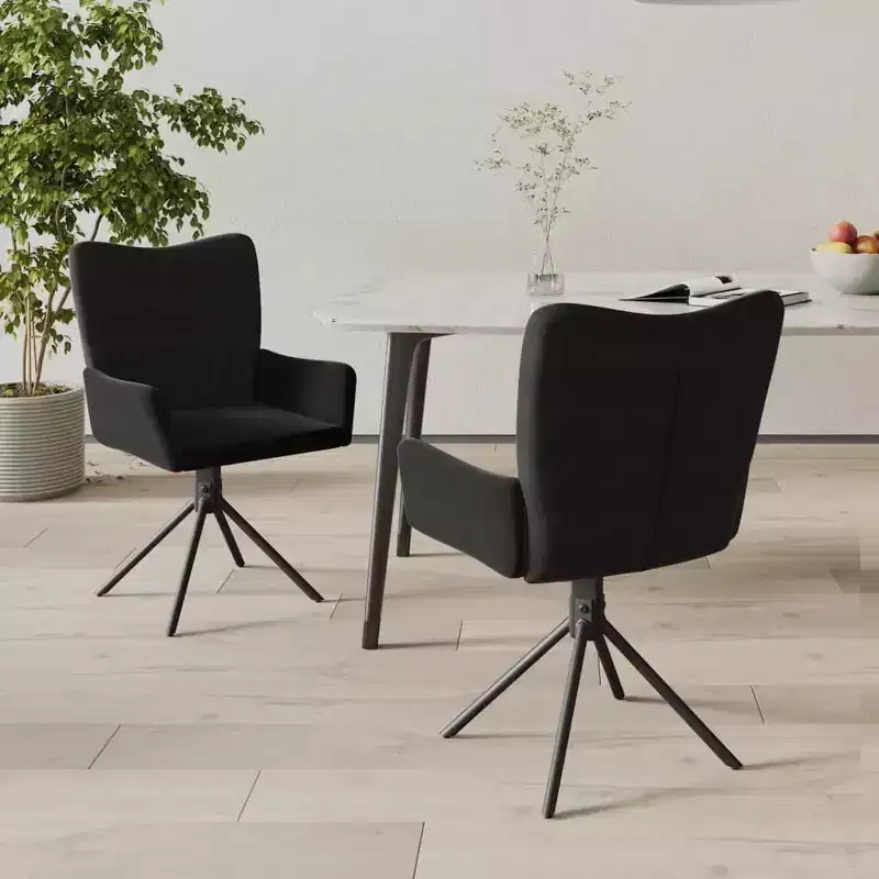 vidaXL Swivel Dining Chairs 2 pcs Black Velvet