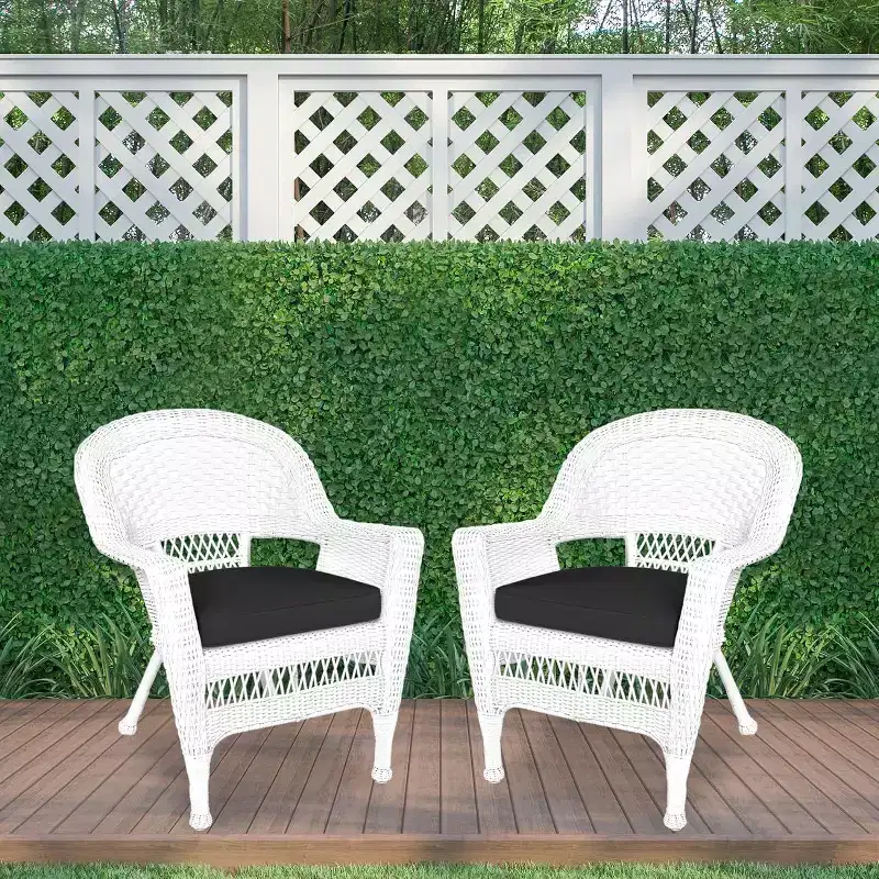 HomeStock Zen Zone Chair Set of 2, Durable Resin Wicker, Weather-Resistant with Cushions