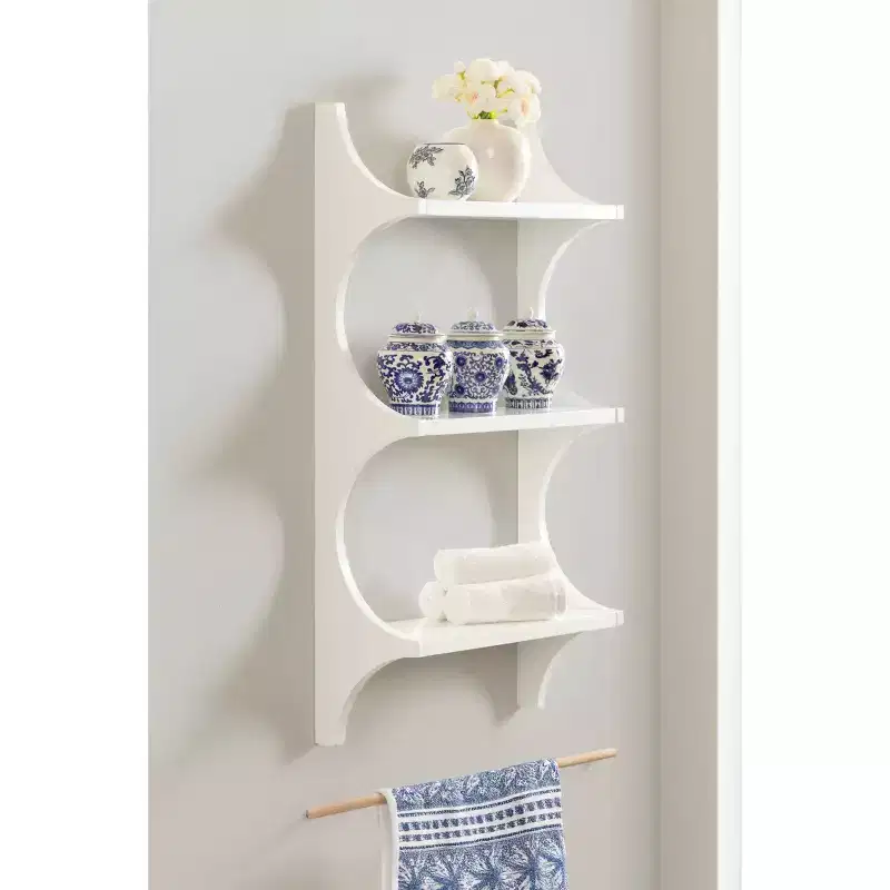 Wood Wall Shelf, White, 18x6x30