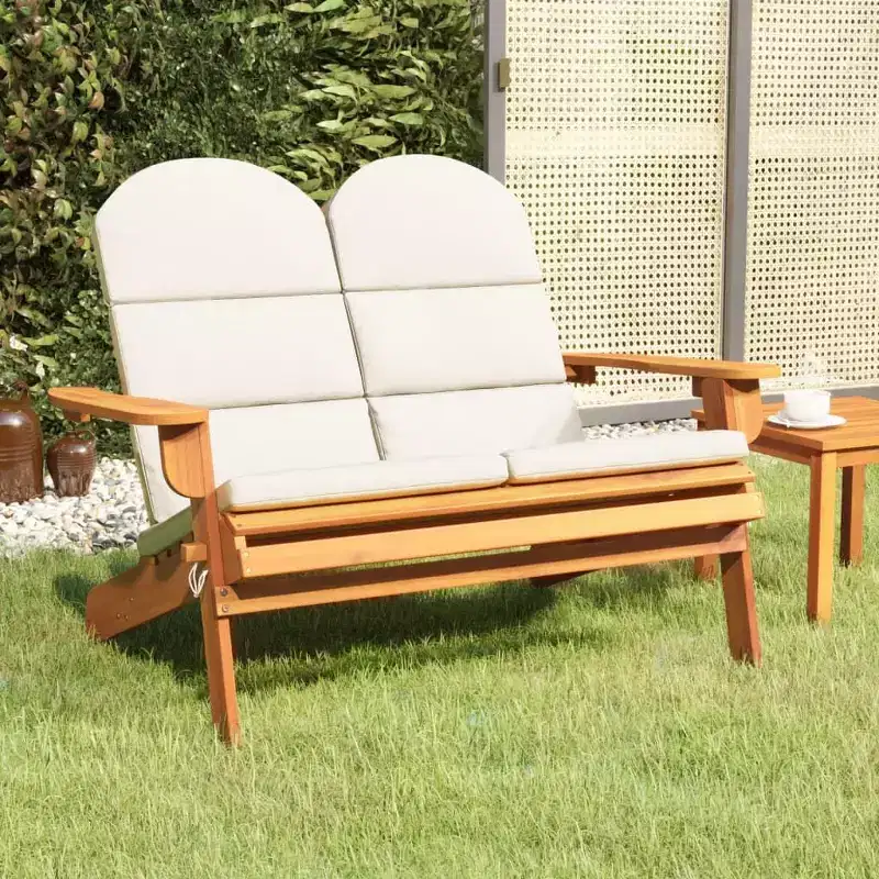 Adirondack Garden Bench Solid Wood Acacia with Cushions
