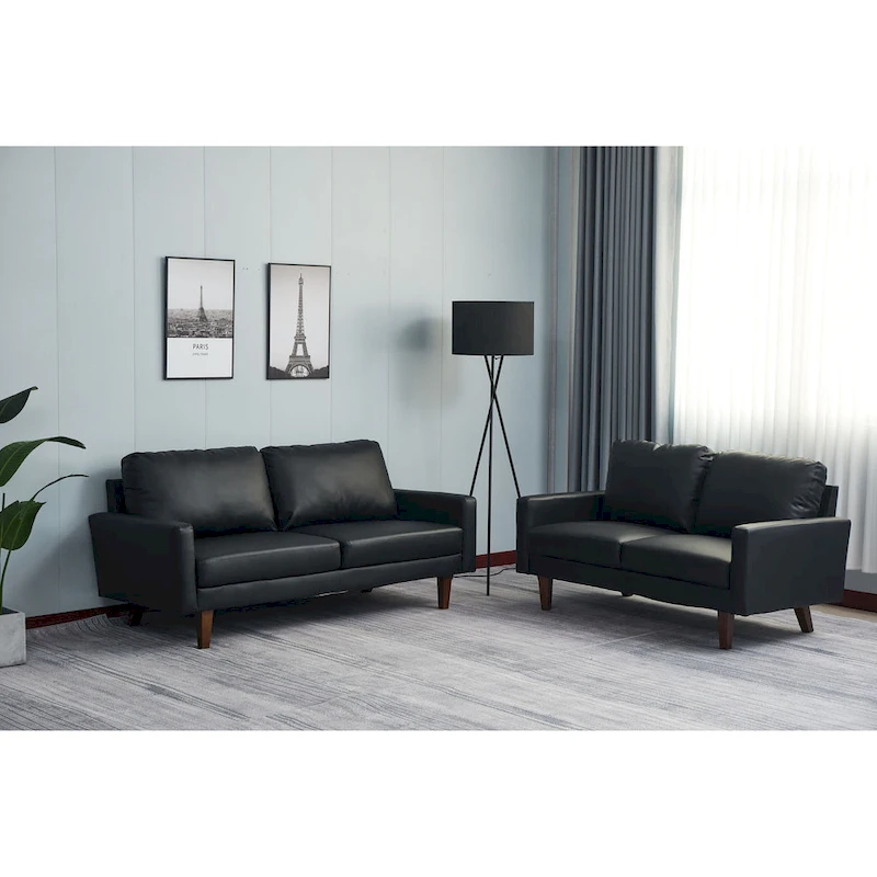 Faux leather 2 Piece Loveseat and Sofa Living Room Set