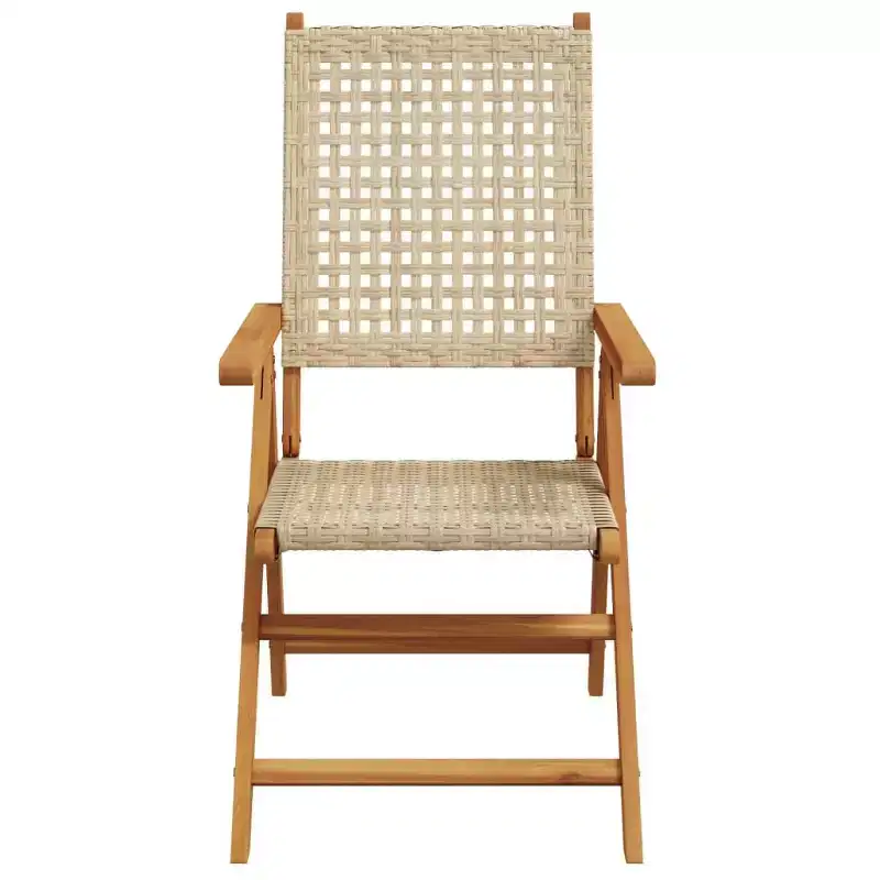 vidaXL Garden Chair Set of 2 Beige Solid Acacia wood, Poly Rattan