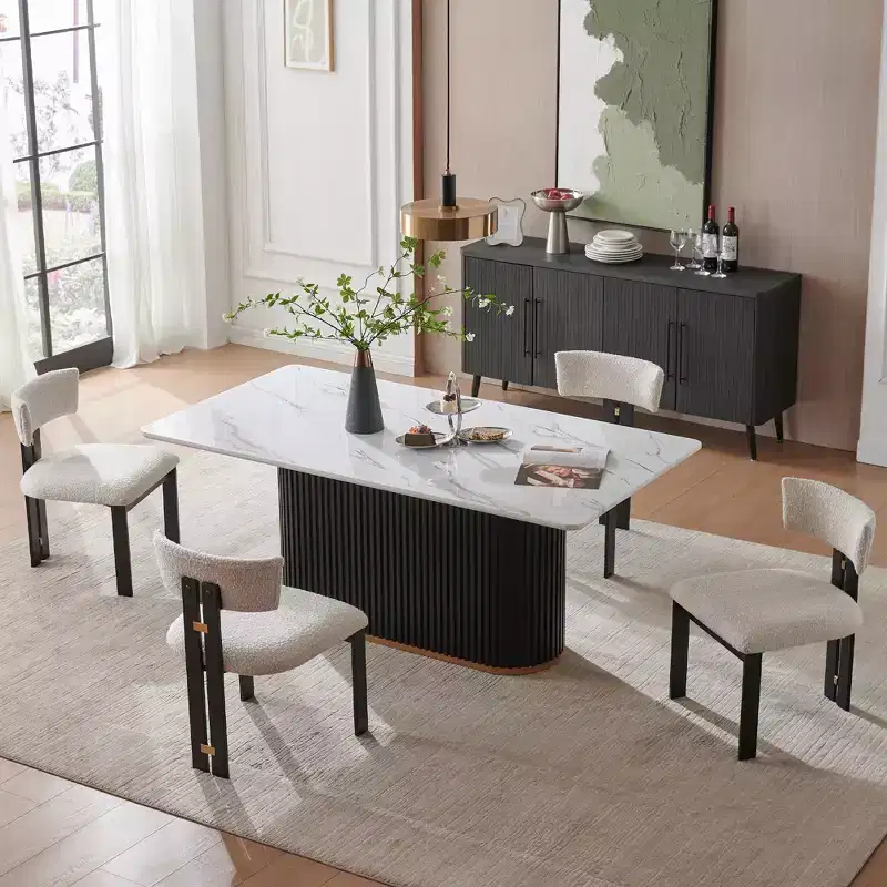 Beige Faux Marble Coffee Table - 33 Sintered Stone Top & Solid Wood Base, Modern Style Round Coffee Circle Table for Living Room- Morden Fort