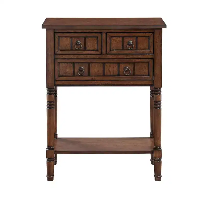 Hall Table Dark Oak 3-Drawer Bottom Shelf Space-Saving Design
