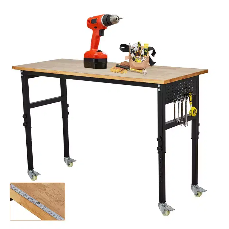 48 Adjustable Workbench with Scale, Pegboard and 6 Hooks, 29.5 - 39.4 Adjustable Height, 2200 LBS Load Capacity Portable Worktable for Workshop