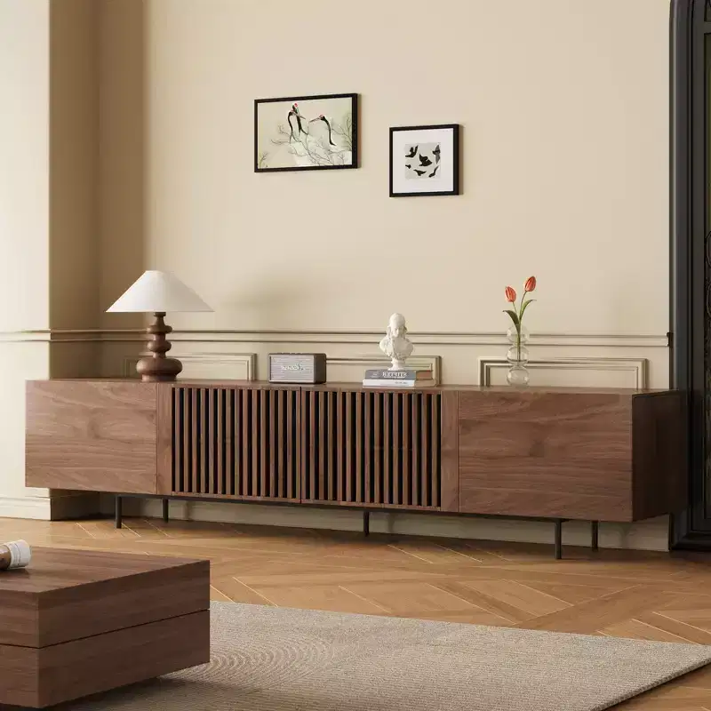 Luck Live Mid-Century Modern 94.48 tv stand medieval modern walnut color TV cabinet