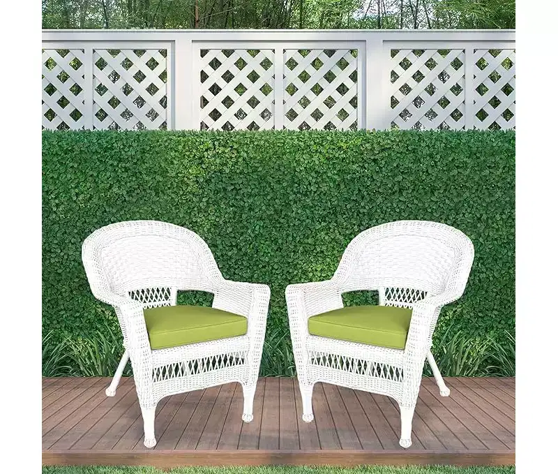 HomeStock Zen Zone Chair Set of 2, Durable Resin Wicker, Weather-Resistant with Cushions