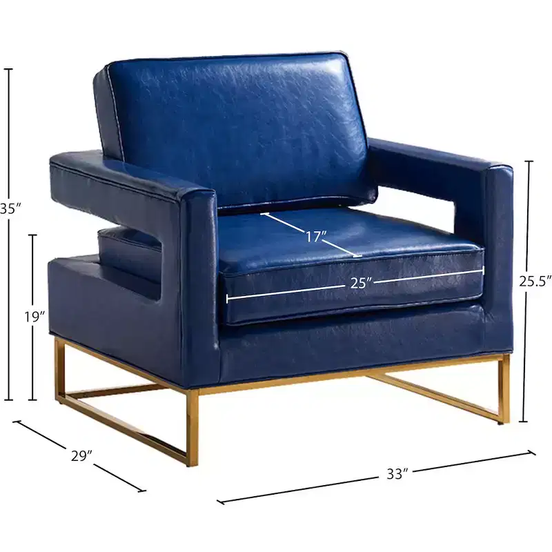 Vegan Leather Accent Chair with Gold Stainless Steel Base