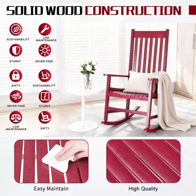 Karl Home | Solid Wood Patio Rocking Chairs (Set of 2)