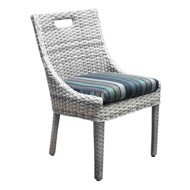 Outdoor Wicker Dining Side Chair with Cushion Aluminum Frame ICE Finish