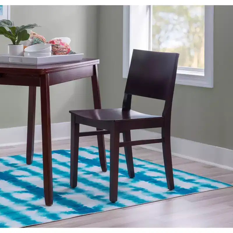 Set of 2 Devin Modern Panel Back Side Chairs Brown - Linon: Beechwood Frame, Mid-Century Style, No Assembly Required