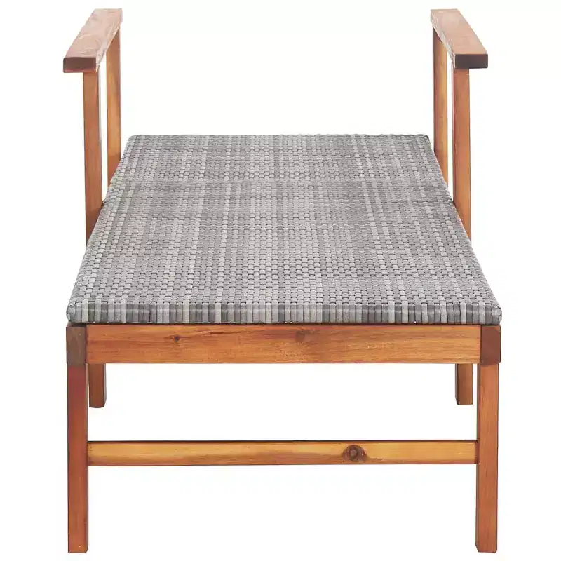 vidaXL Sunlounger Poly Rattan, Solid Acacia Wood Standard