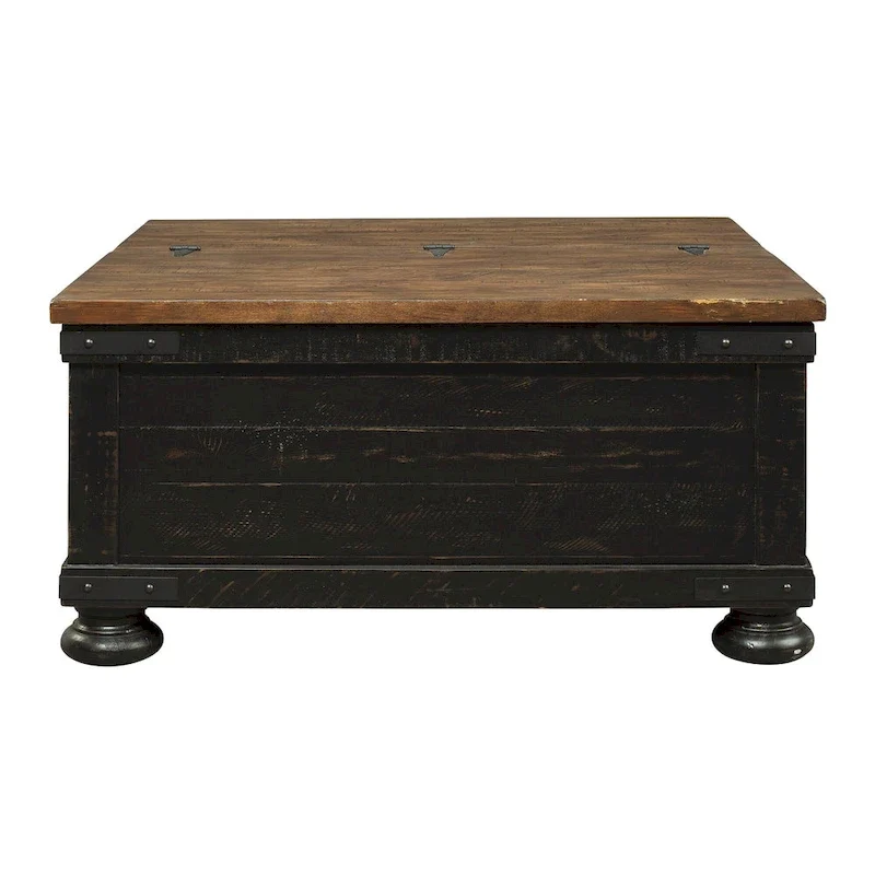 Valebeck Black/Brown Casual Square Lift Top Cocktail Table - 36 W x 36 D x 18 H