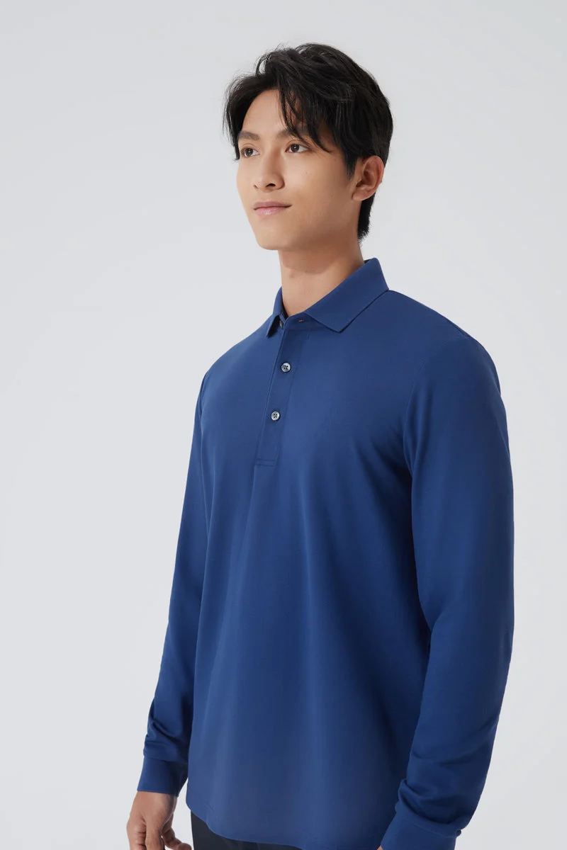 Long Sleeve Polo – Blue