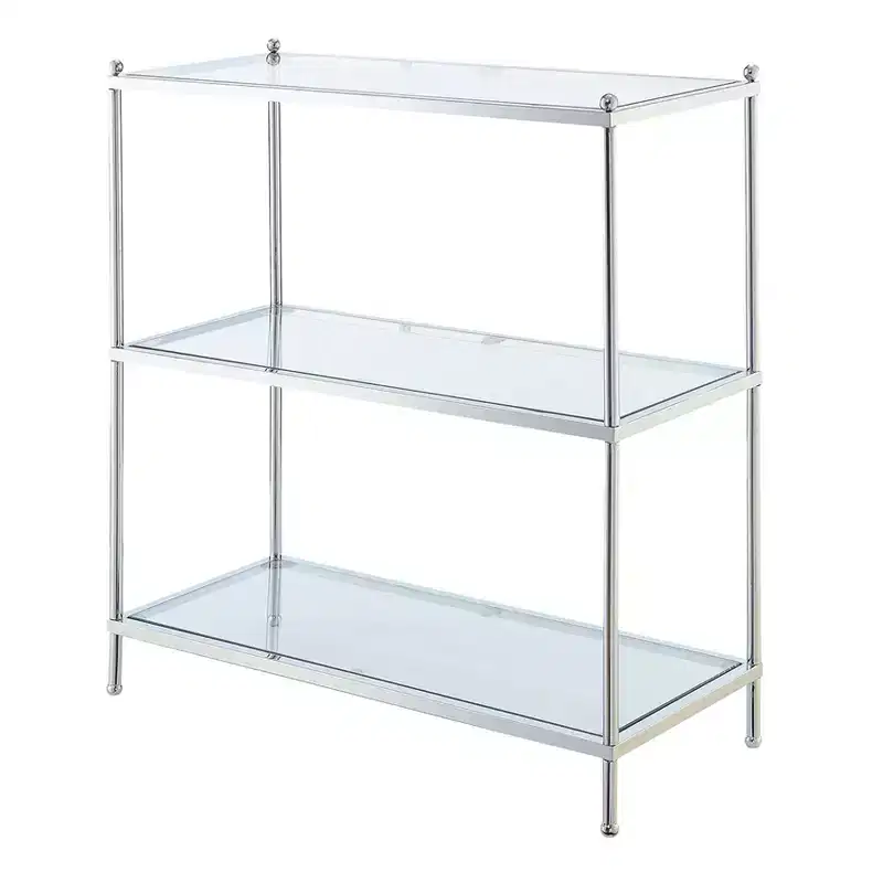 30.25" Royal Crest 3 Tier Bookcase Chrome - Breighton Home