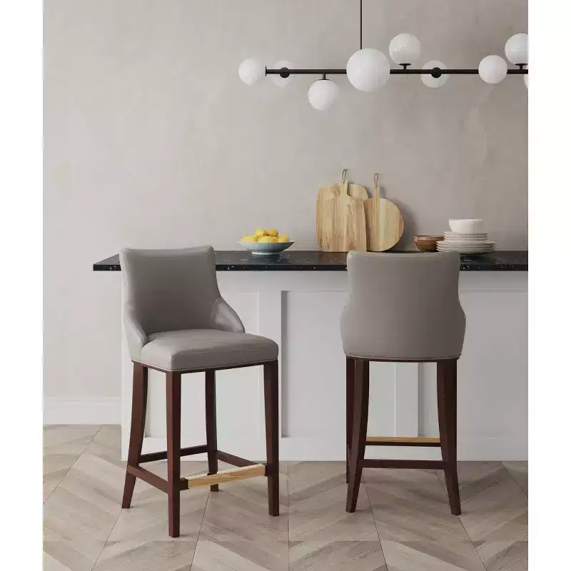 Manhattan Comfort Set of 2 Shubert Modern Leatherette Upholstered Barstools