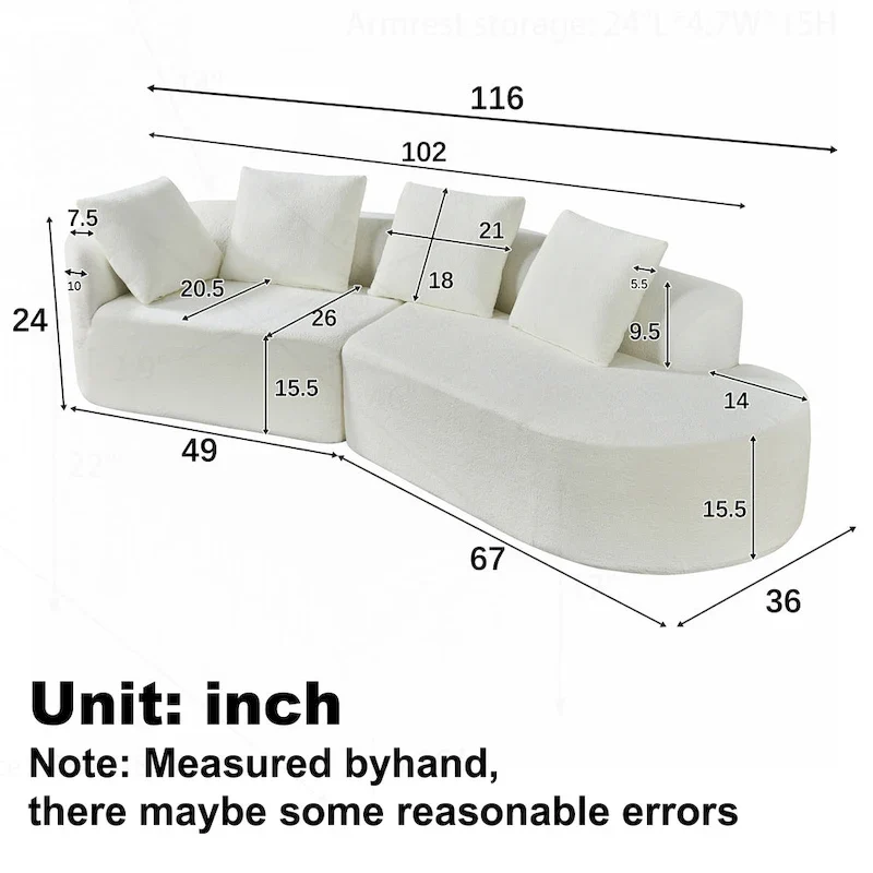 Modern Curved Sectional Sofa with High-Quality Upholstery and Spacious Seating