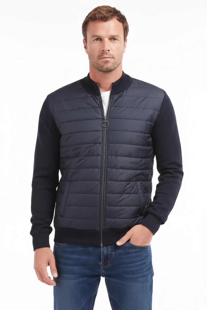 Mens Baffle Zip Sweater - Navy