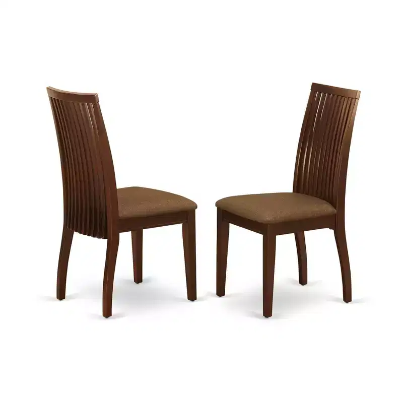 2 Dining chair with Linen Fabric Fabric Sea in Mahogany finish