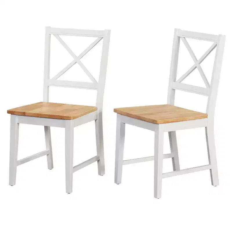 Buylateral Set of 2 Virginia Farmhouse Solid Wood Cross Back Dining Chair