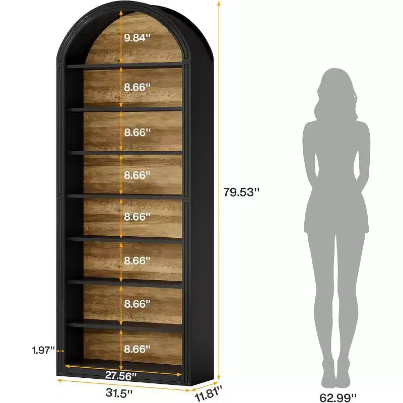 Lantine Shoe Storage Cabinet, 8-Tier Tall Black Shoe Organizer Cabinet, Large Wooden Freestanding Shoe Rack for Closet Entryway
