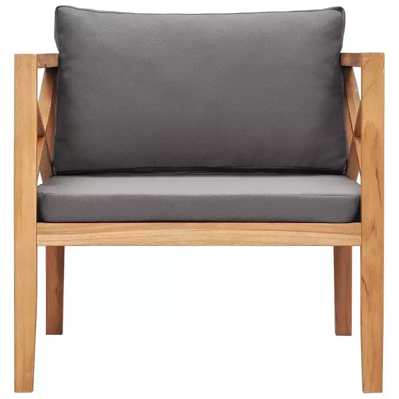 vidaXL Patio Chair Dark Gray, Teak Solid Teak Wood, Polyester Fabric