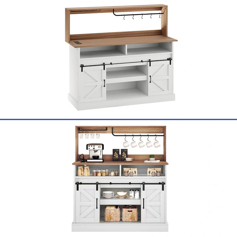 52 Farmhouse Coffee Bar Cabinet Wine Buffet Cabinet Kitchen Sideboard Buffet Cabinet