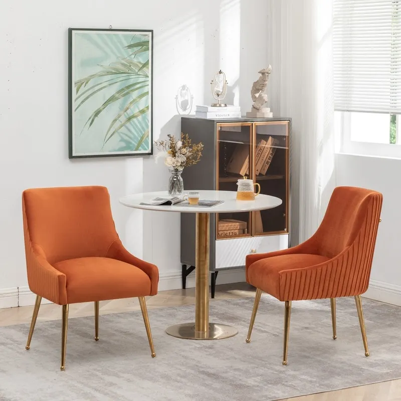 SEYNAR Mid Century Velvet Accent Dining Chair Set of 2 with Rear Handle
