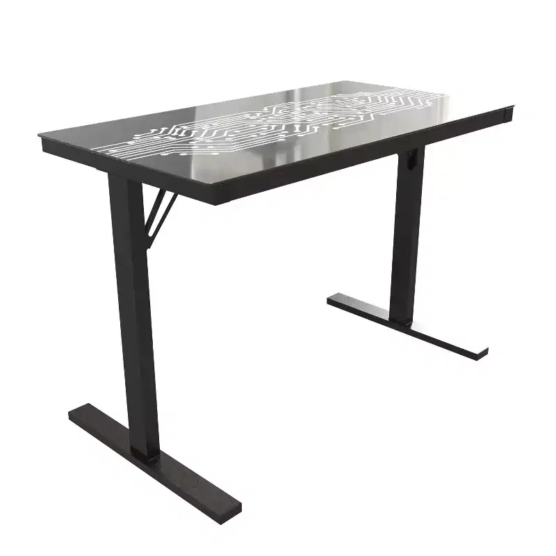 Emma and Oliver Circuit Board Inspired Color Changing LED Gaming Desk with Wired Remote
