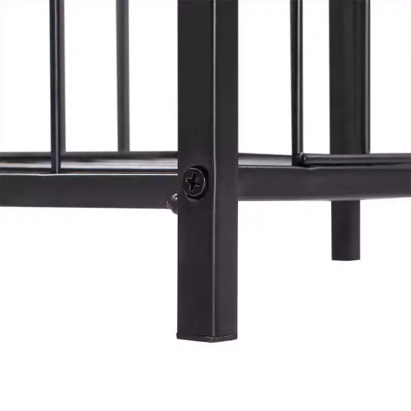 Disassembled and Assembled Dark Coffee-colored Density Board Tabletop, Black Powder-coated Iron Frame, Rectangular Side Table