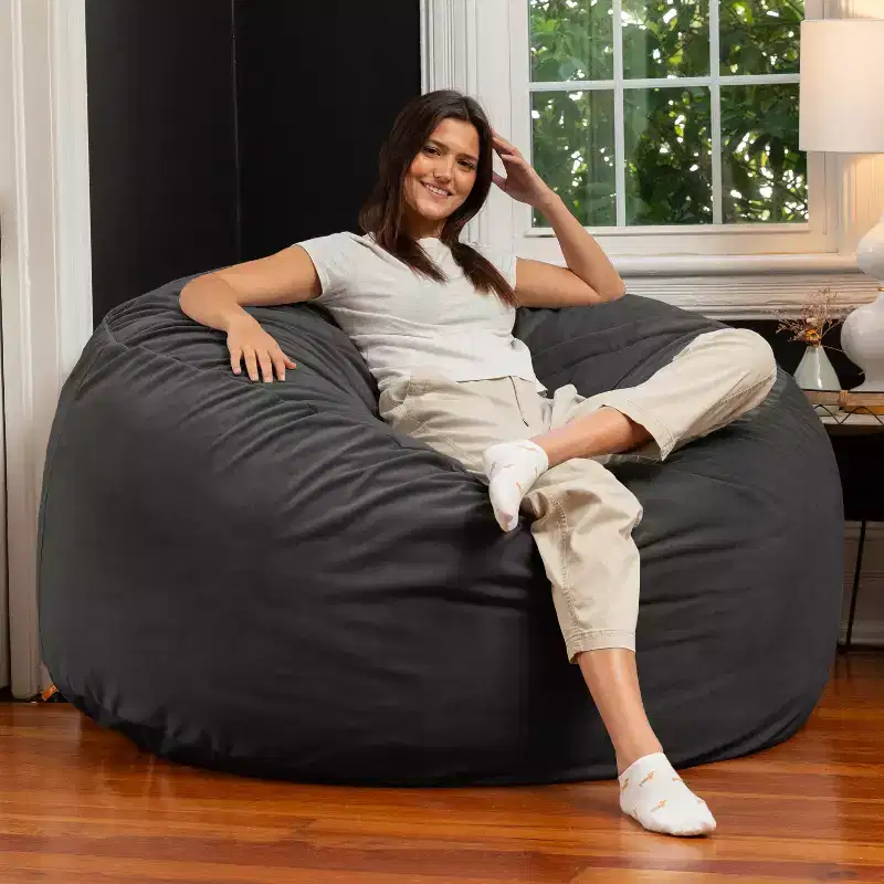 Jaxx 5 Foot Saxx - Large Round Bean Bag Chair for Adults - Lush Velvet