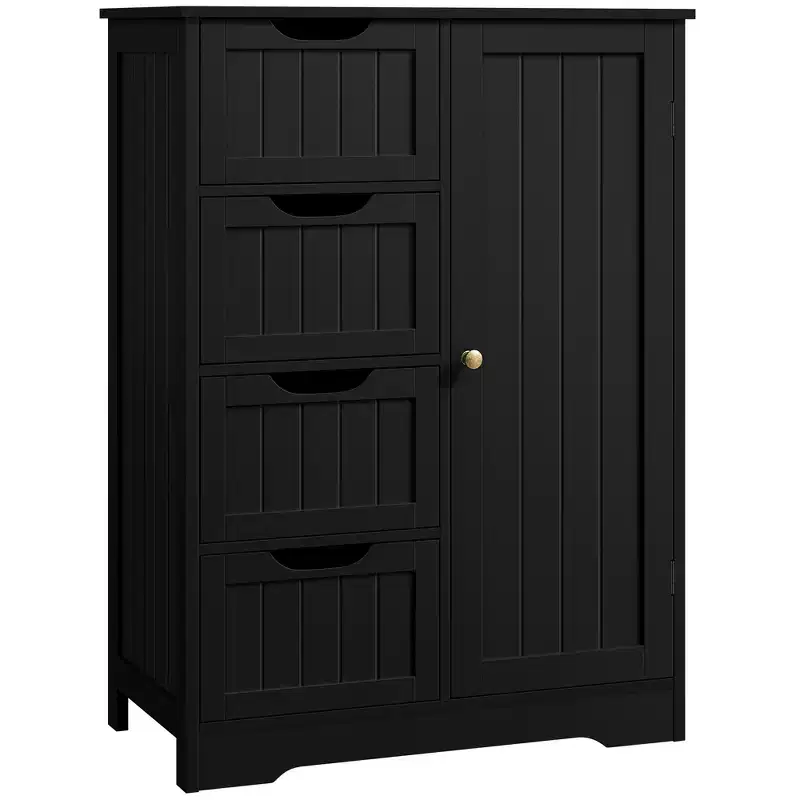 Yaheetech Wooden Bathroom Floor Cabinet with 4 Drawers and 1 Cupboard