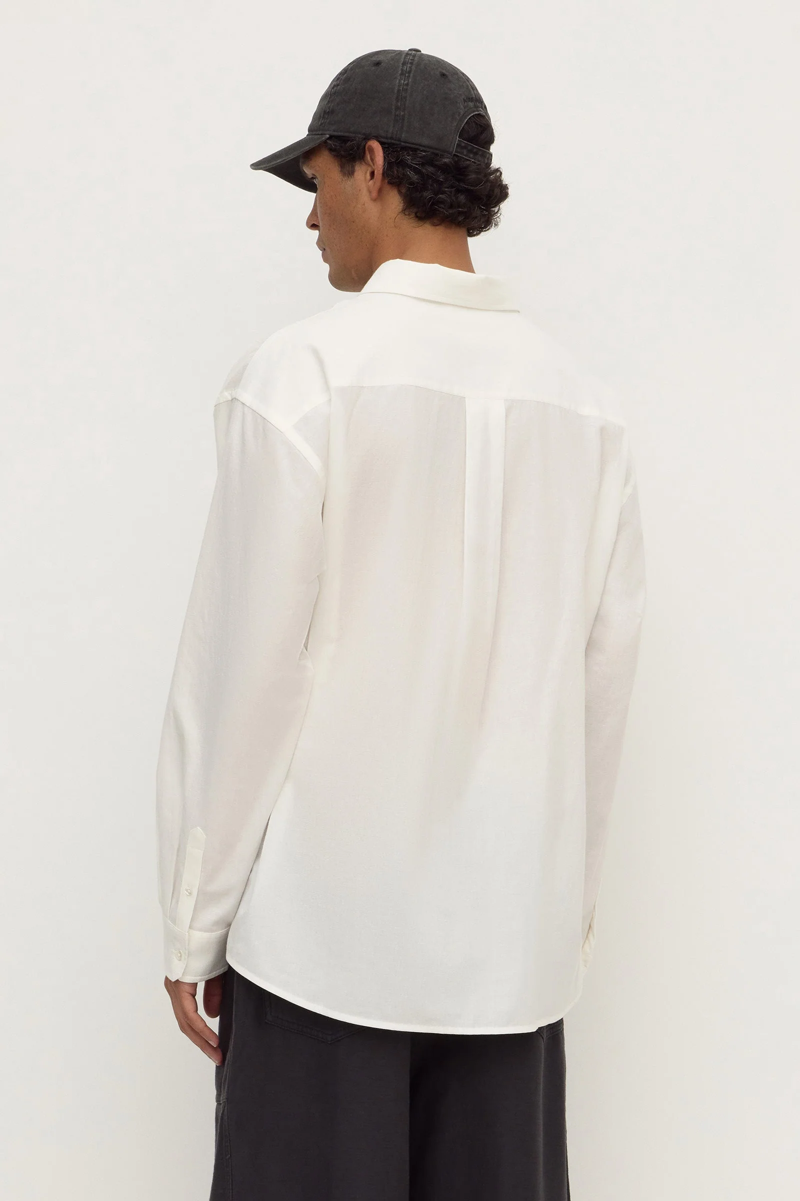 White Cotton Voile Long Sleeve Shirt