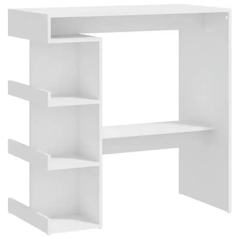 Chic Modern Bar Table with Storage Rack - Compact 39.4x19.7x40 Engineered Wood Pub Table for Kitchen, Dining Area - White