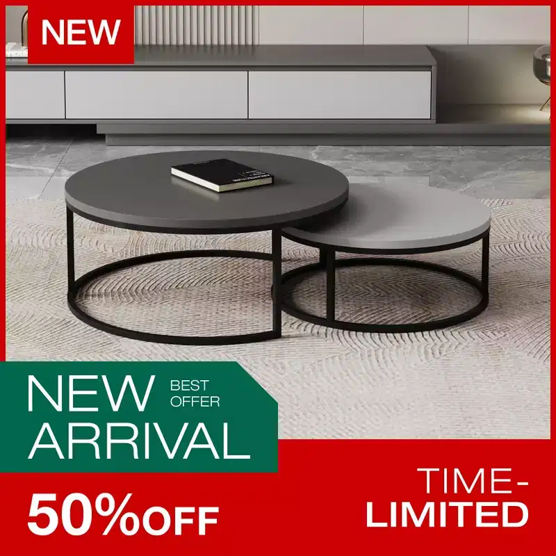 Luck Live Modern gray nested round coffee table