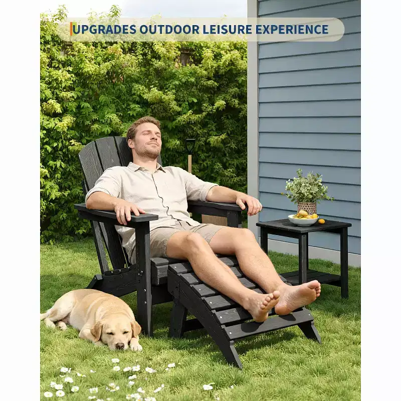 HDPE Folding Adirondack Ottoman - All-Weather Outdoor Footrest for Patio, Deck & Poolside (1-Piece, Standard Size)