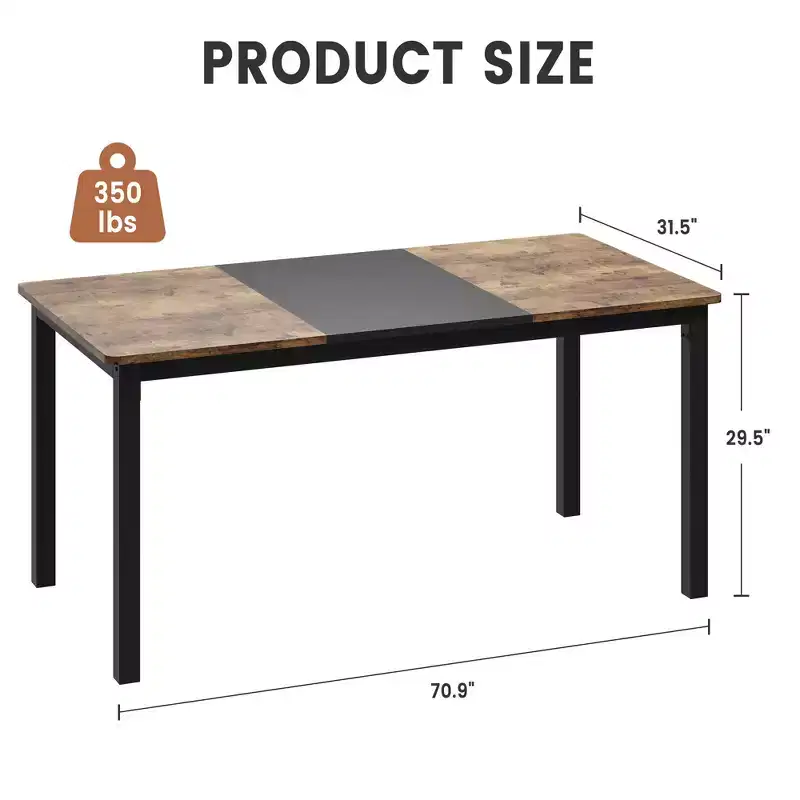COZONY Large Office Computer Desk, Black Metal Frame Modern Simple Gaming Desk Writing Workstation for Study Home Office